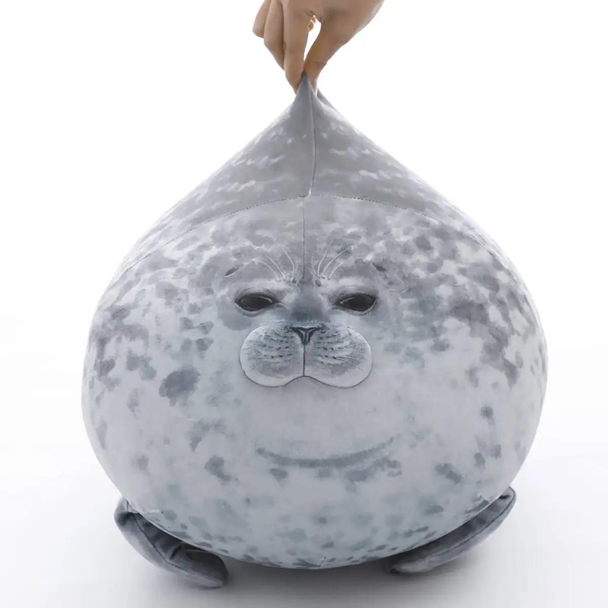 Unisex 3D Chubby Round Pure Cotton Soft Plush Seal Pillow Toy, Movie-TV Themed Stuffed Animal Throw Cushion, Ideal Sleeping Gift for Kids, Seal Toy