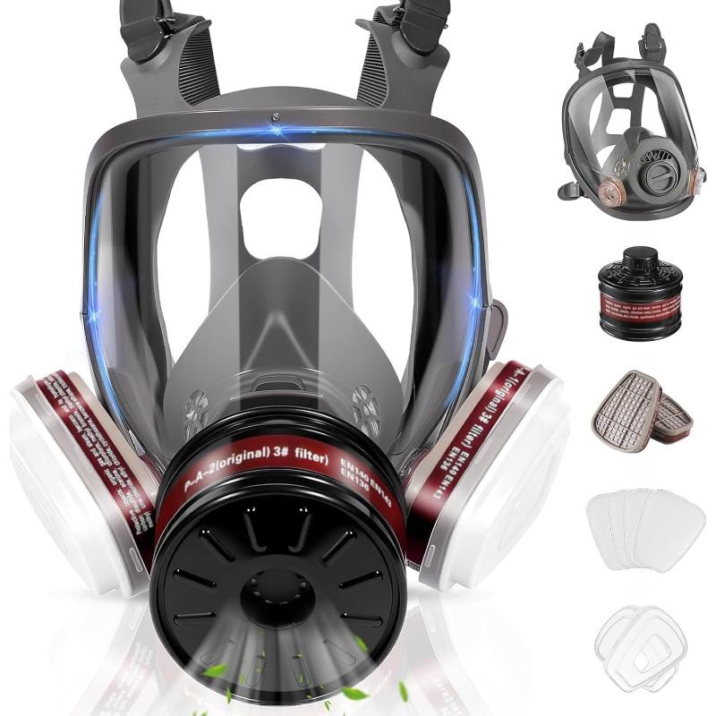 Full Face Gas Mask Reusable Respirator, Chemical Protection with 6001cn & 40mm Activated Carbon Filter, Ideal for Spray Paint, Industry, Sanding Full Face Gas Mask Reusable Respirator, Chemical Protection with 6001cn & 40mm Activated Carbon Filter, Ideal for Spray Paint, Industry, Sanding