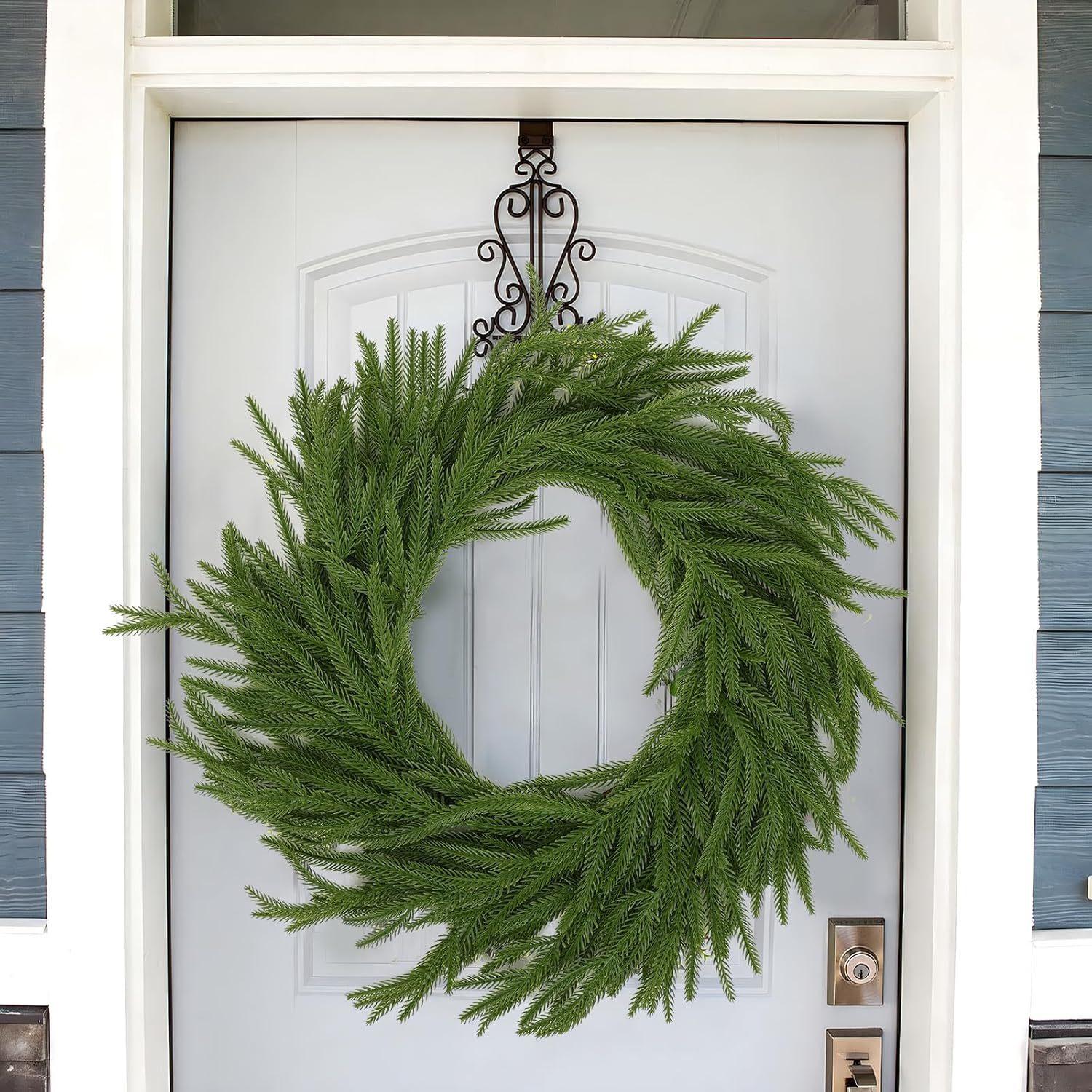 6 Foot Artificial Norfolk Island Christmas Wreath, Faux Pine Garland for Indoor Outdoor Decor, Perfect for Dining Table Fireplace Wall, Hanging Decoration