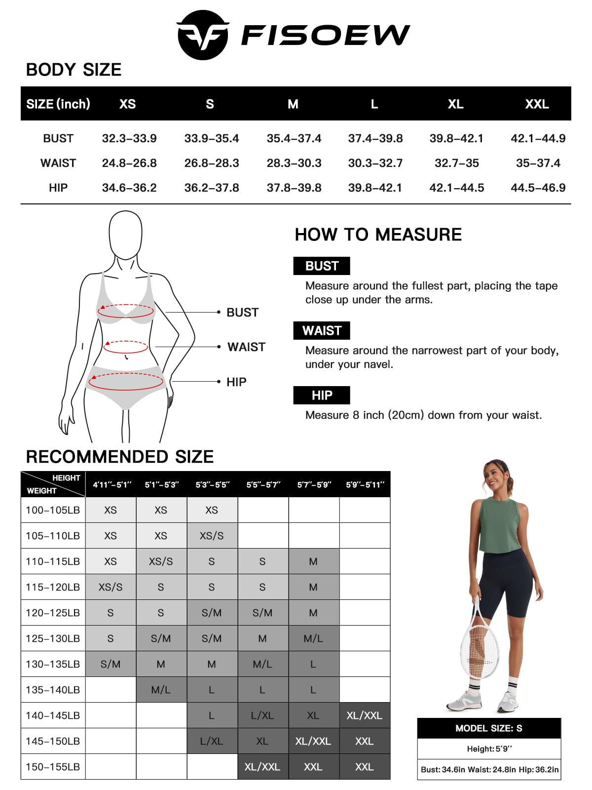 FISOEW Womens Workout Cropped Tank Tops Racerback Sleeveless Crewneck Running Yoga Active Shirts