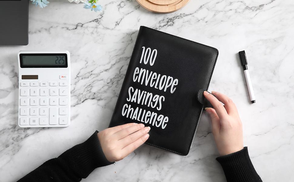 100 Envelopes Money Saving Challenge - Money Saving Binder, Savings Book with Cash Envelopes Easy and Fun Way to Save $5,050, 100 Envelope Challenge Binder for Budgeting Money Saving