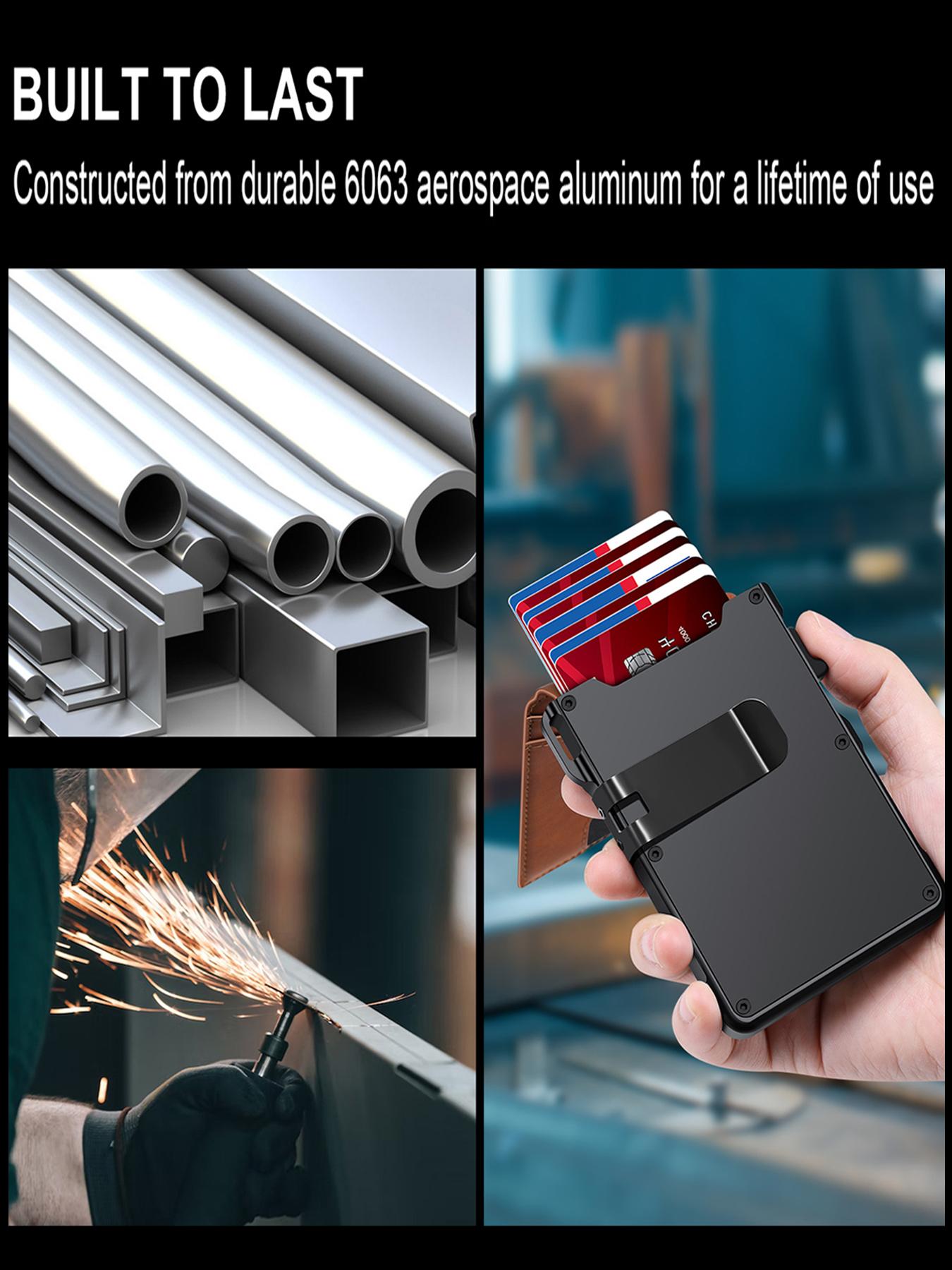 Minimalist Men’s Slim Wallet: 9 - 13 Cards, Money Clip, ID Window. RFID - Blocking, Aluminum Bifold Pop - Up SpringStatements Minimalist Men’s Slim Wallet: 9 - 13 Cards, Money Clip, ID Window. RFID - Blocking, Aluminum Bifold Pop - Up SpringStatements