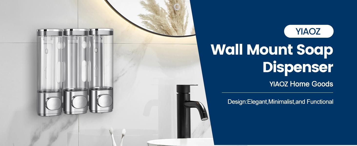 Zoronk 3-in-1 Room Wall Mounted Bathroom Shower Pump Dispenser and Organizer,with Waterproof Label-can be Used for Shampoo,Conditioner, Body Lotion,Body Wash,Bathroom,Kitchen,Hotel(Silvery)