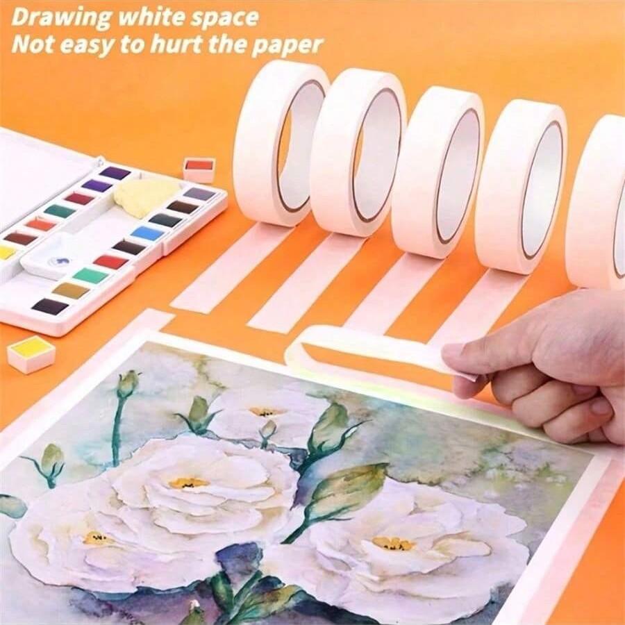 3 Roll Removable Masking Tape (0.59/0.79/1.18 Inches X 394 Inches), Artistic Watercolor Sketch Drawing Painting Frame, Medium Adhesion Adhesive, Paper Art Supplies