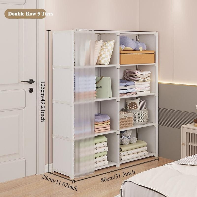 Dustproof Portable Closet, Easy Assembly Clothes Storage Organizer, Multi-layer Wardrobe for Bedroom
