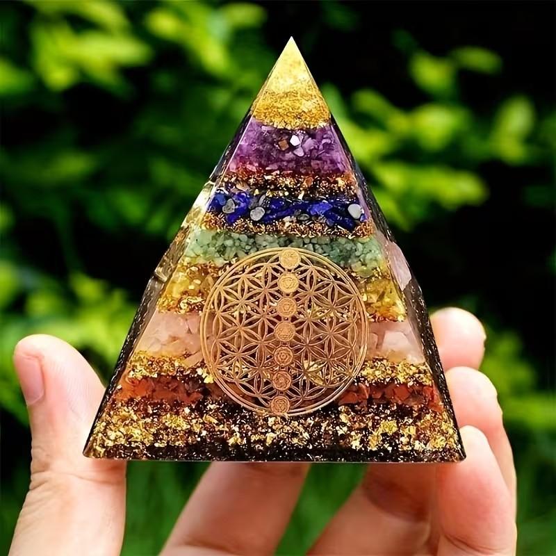 7 Layer Chakra Flower of Life Orgone Pyramid, Energy Healing Tool, Meditation Accessory, Stress Relief, Home Decor