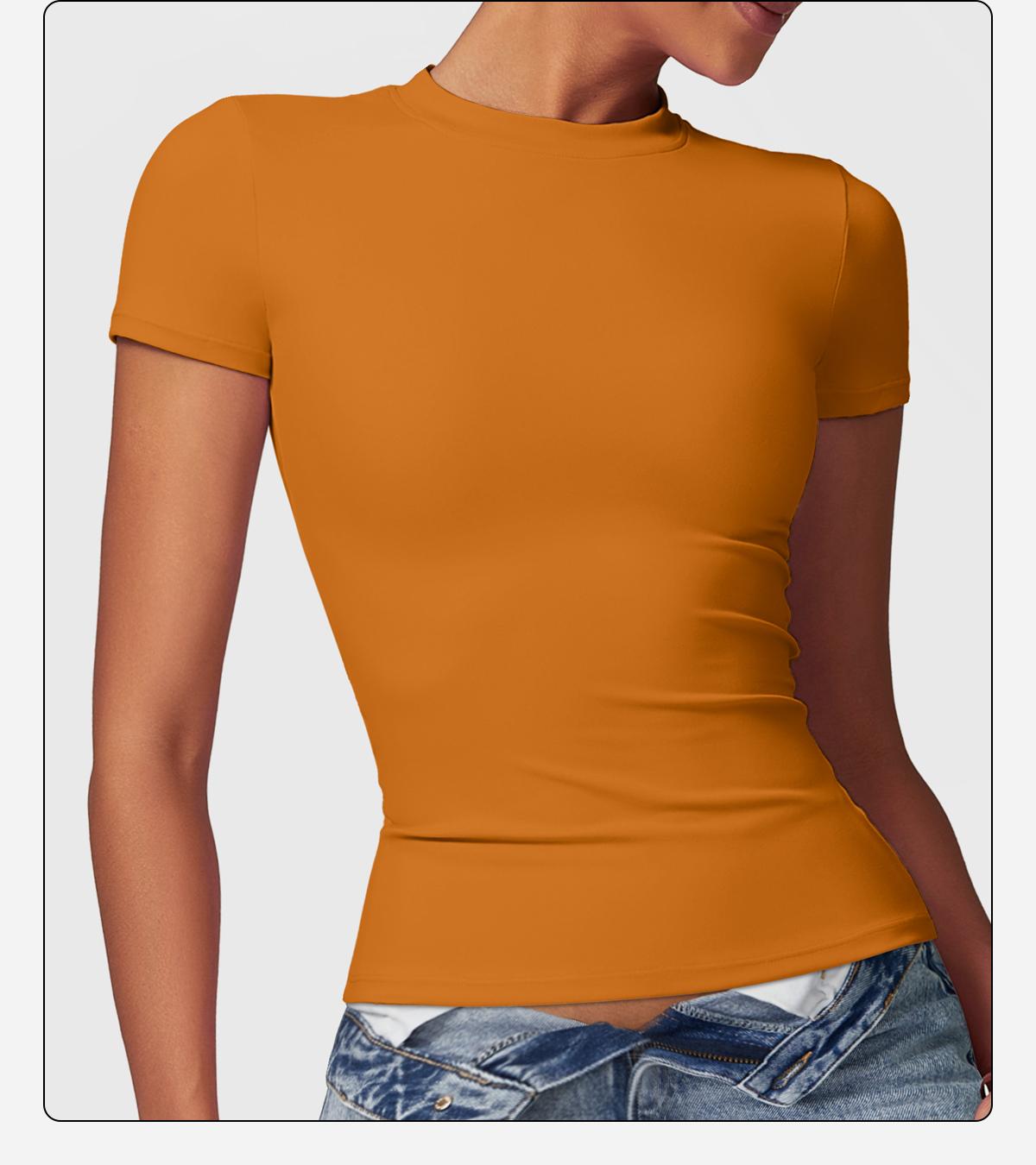 MFVIM Women's T Shirt Basic Short Sleeve Round Neck Slim T Shirt Summer Workout Casual Tight Top 2025 sporty Minimalist Womenswear Tshirt SpringStatements