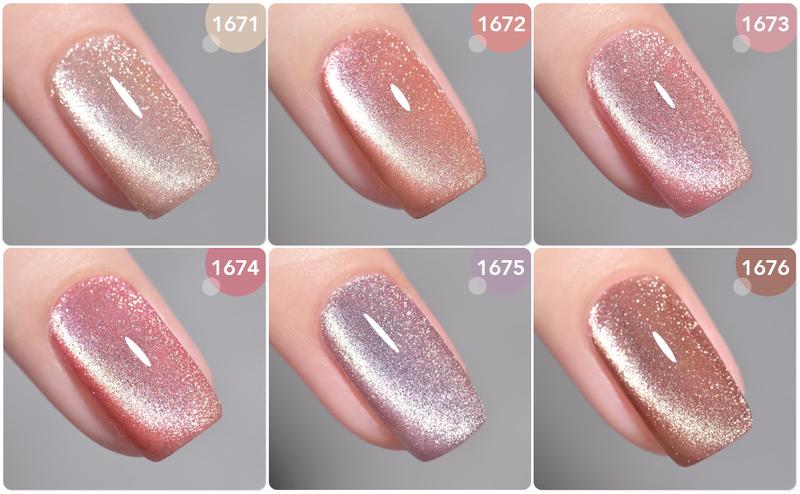 GAOY Pink Ocean Cat Eye Gel Nail Polish Set with Magnet for Holographic Cat Eye, Holiday Gift Pick Salon Gel Manicure and Nail Art DIY at Home