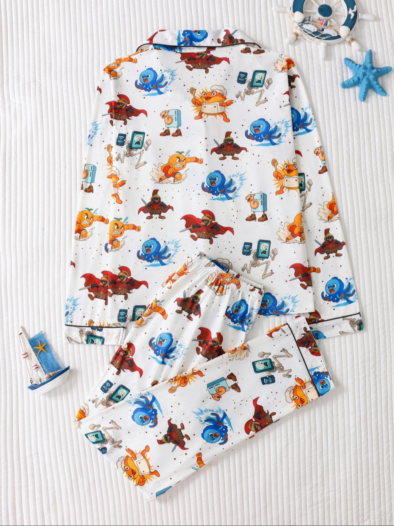 Women's Button Pajama, Casual Comfy Long Sleeve Top & Pants PJ Set, Ladies Sleepwear for All Seasons, Loungewear