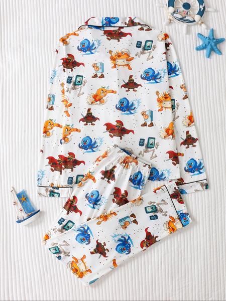 Women's Button Pajama, Casual Comfy Long Sleeve Top & Pants PJ Set, Ladies Sleepwear for All Seasons, Loungewear