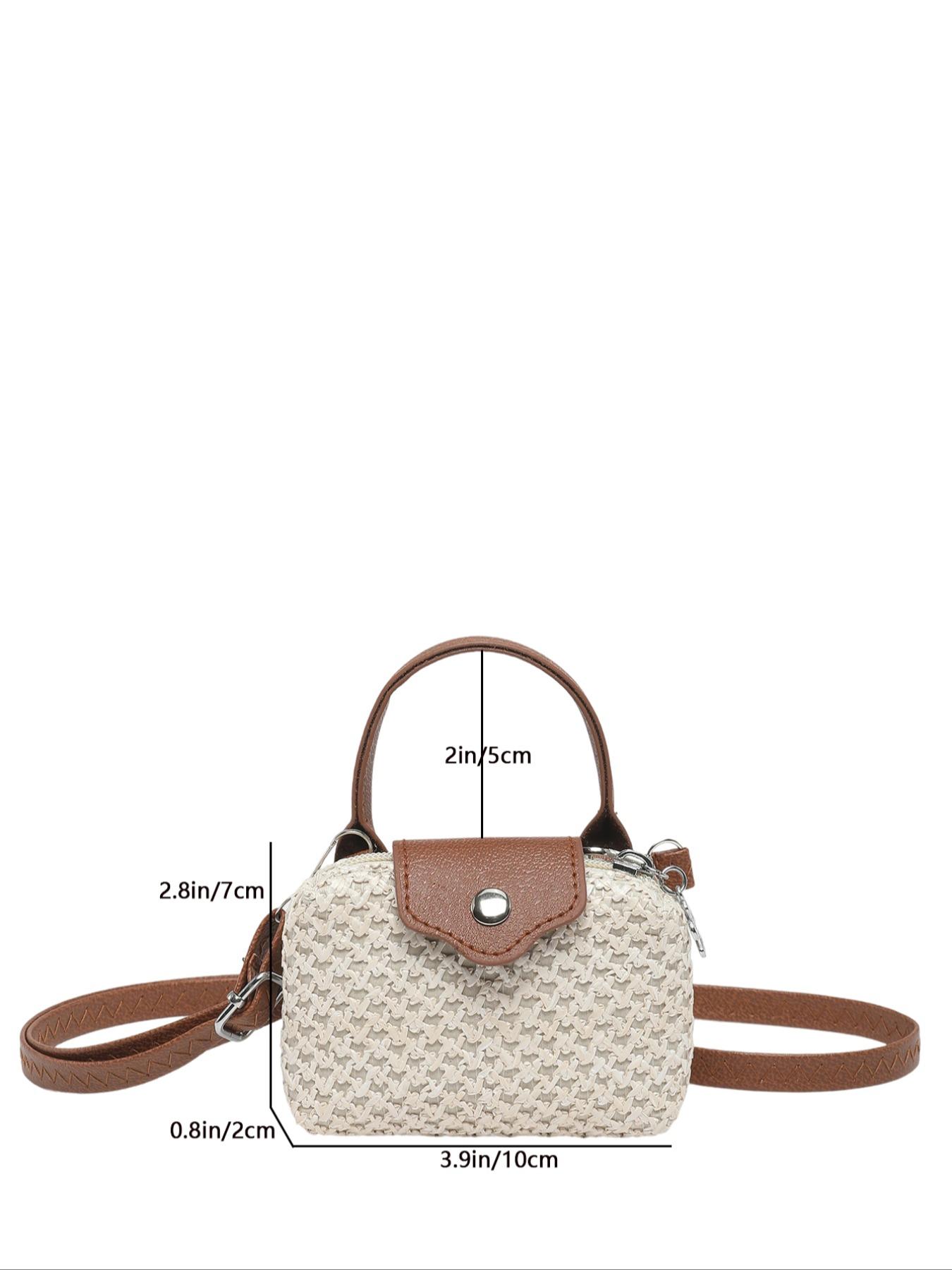 2026 New Straw Woven Leather Mini Bag, Flower Charm Handbag Crossbody Purse, Vacation Style Coin Purse, Fashionable and Stylish Accessory