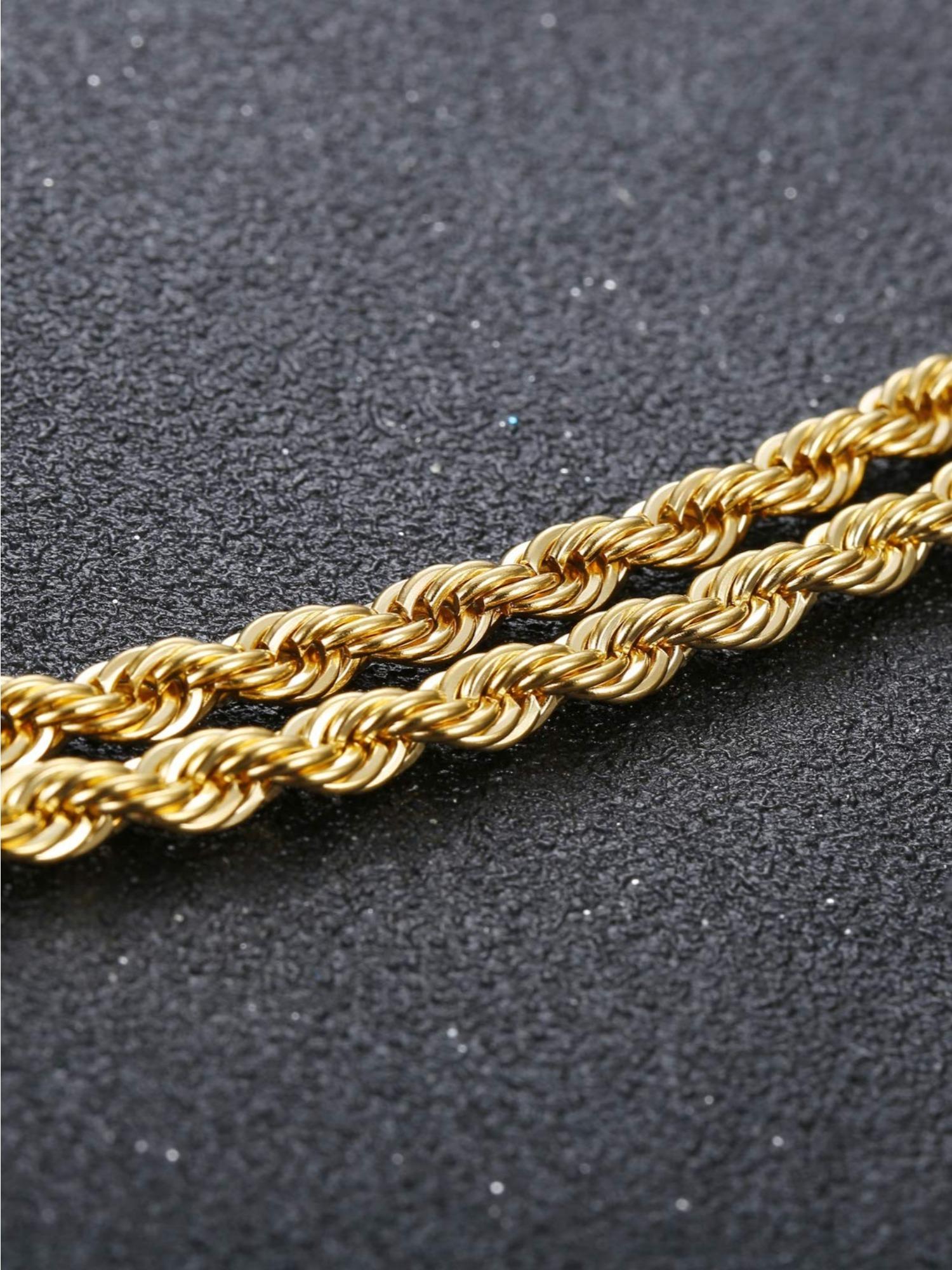 1 Pc Classic Golden Twisted Rope Link Chain for Women Men Sturdy Hypoallergenic Stainless Steel Necklace Dainty Minimalist Style Ideal for Layering Daily Outfits Special Occasion Gifting