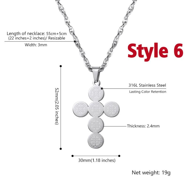 FindChic Saint Benedict Medal Necklace Christian Sacramental Medal Ward off Evil Protection Jewelry Catholic Unisex For Women Men