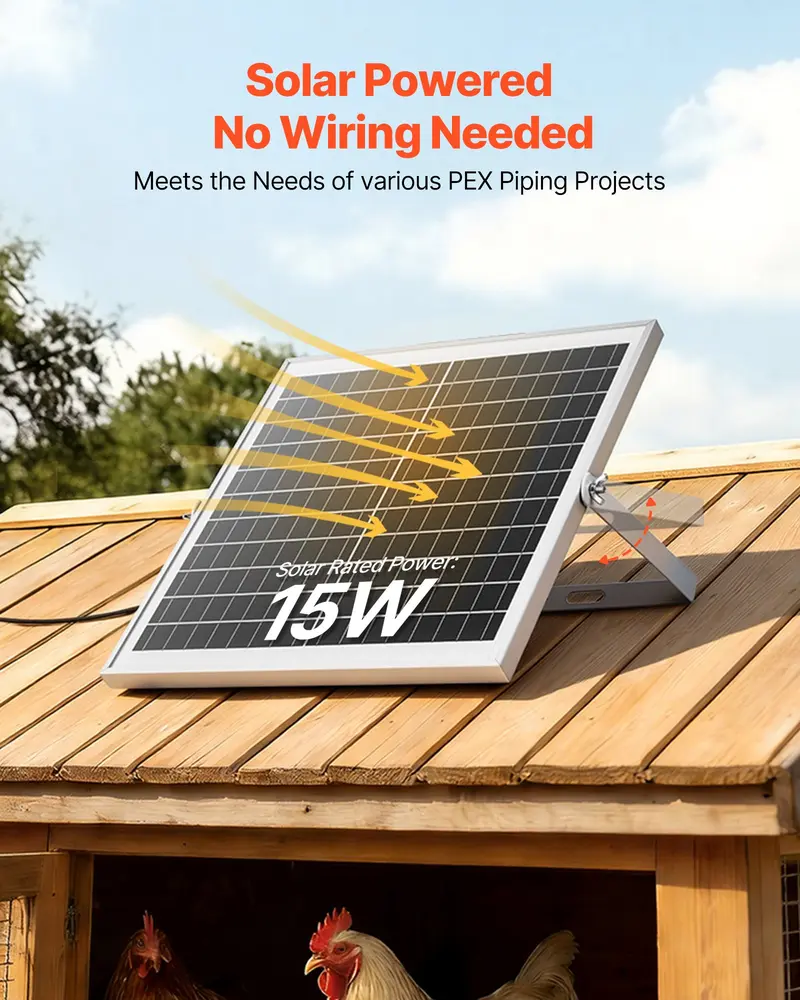 VEVOR Solar Powered Fan with 15W Output Solar Panel, 2 Fans, Adjustable Angle, 2668 RPM High-Speed, Brackets Screws for Roof-Wall-Ground Installation, Metal Guard, 3.86 lbs, 11.81x6.30x1.50 in (300x160x38 mm), Fast Air Exchange for Greenhouses