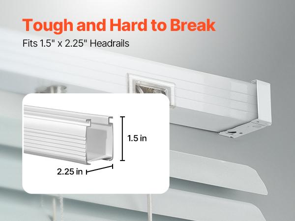 VEVOR Box Mounting Brackets, 2 Pcs, Box Blind Bracket for Window Blinds, Fit for 1.5x 2.25 inch Headrails, with Self-Tapping Screws and Expansion Tubes, Sturdy Iron, for Blinds Installation, White