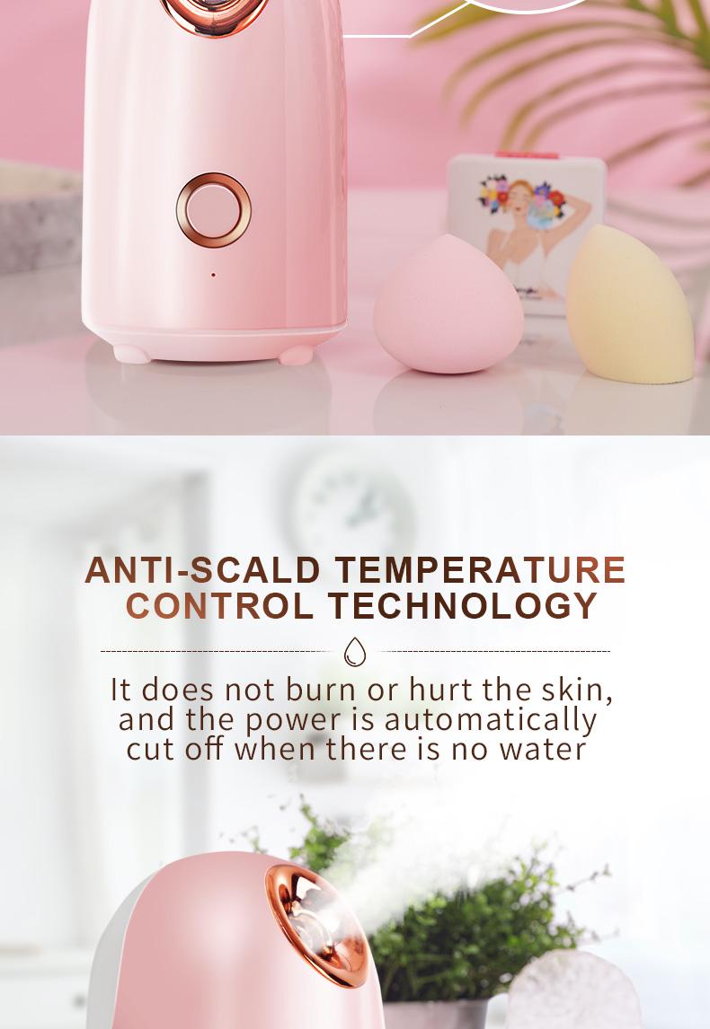New Facial Steamer,  Home Sauna Spa Sprayer Moisturizing Cleansing Pores, Nano Ionic Hot Mist Facial Humidifier Atomizer,(Pink-Gold)
