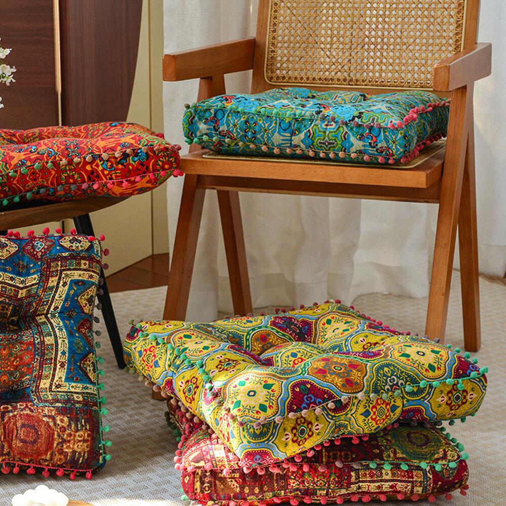 YJ 1-Piece Bohemian Print Thick Cushion - Soft Comfortable Meditation Pad, Sofa Pillow for Room Decor, Suitable for Living Room, Office Multifunctional Home Textile Accessory, House Decor