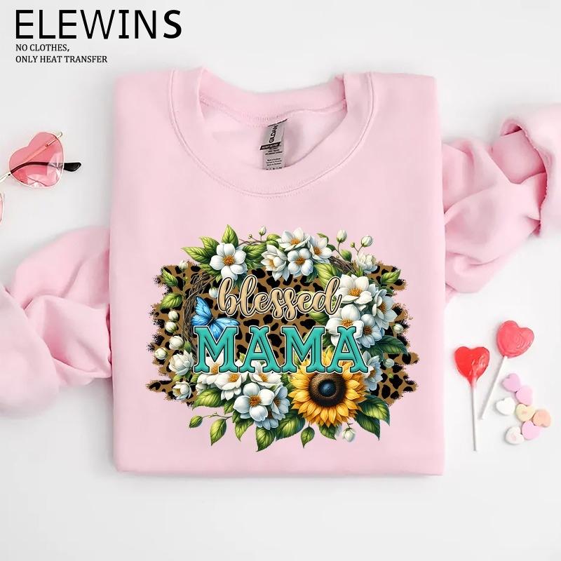 6 Pieces Mother's Day Plant Hot Stamping DTF Transfer Transparent Washable Transfer Paper for T - shirts Hoodies Jeans Backpacks Pillows Suitable for Men Women Machine Washable