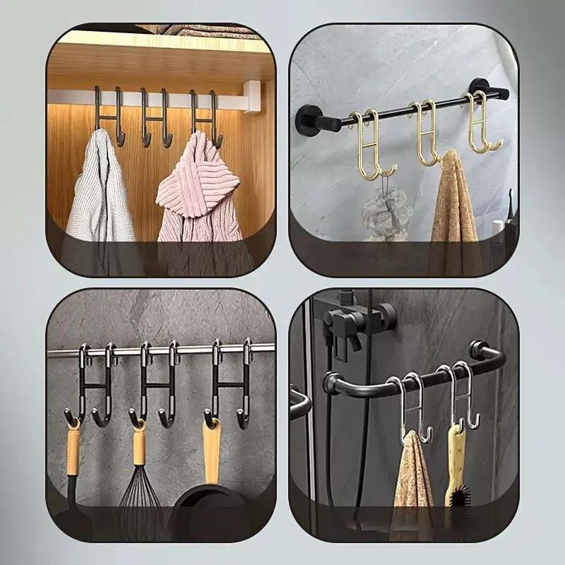 2-Piece Door Shower Plastic Hooks Set, Multi-Functional Heavy-Duty Hooks for Clothes Coats Towels Kitchen Home Bathroom Hanging Tools