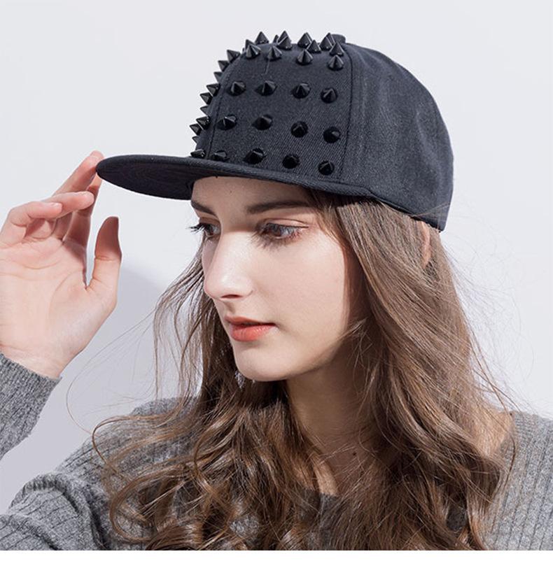 1pc Hip Hop Y2K Style Street Baseball Cap,Personalized Fashion Rivet Duck Tongue Driver Caps Street Dance Flat Edge Skull Caps