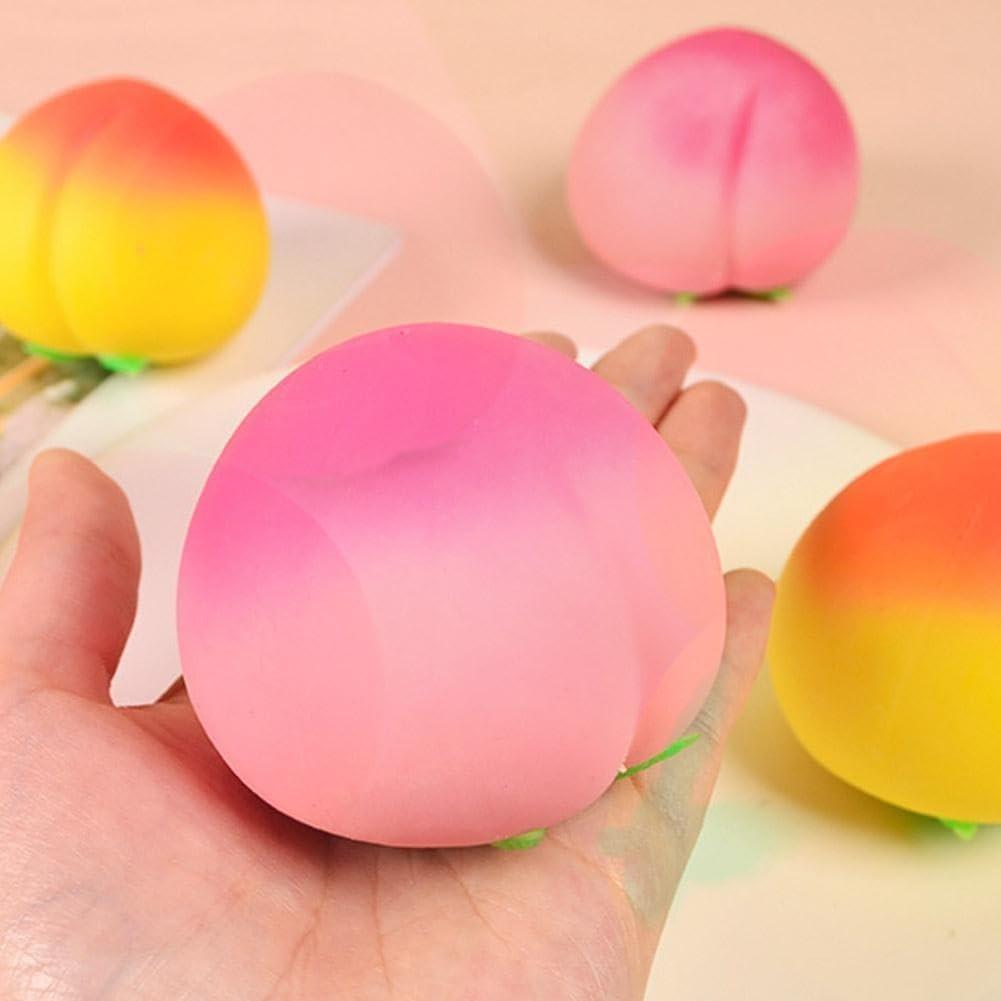 2PCS Peach Squishies Slow Rising Stress Relief Toy, Realistic Peach Shaped Fruit Squeezable Balls, Big Squeezable Peaches, Soft Flexible Fidget Toys Decompression Gift for Adults