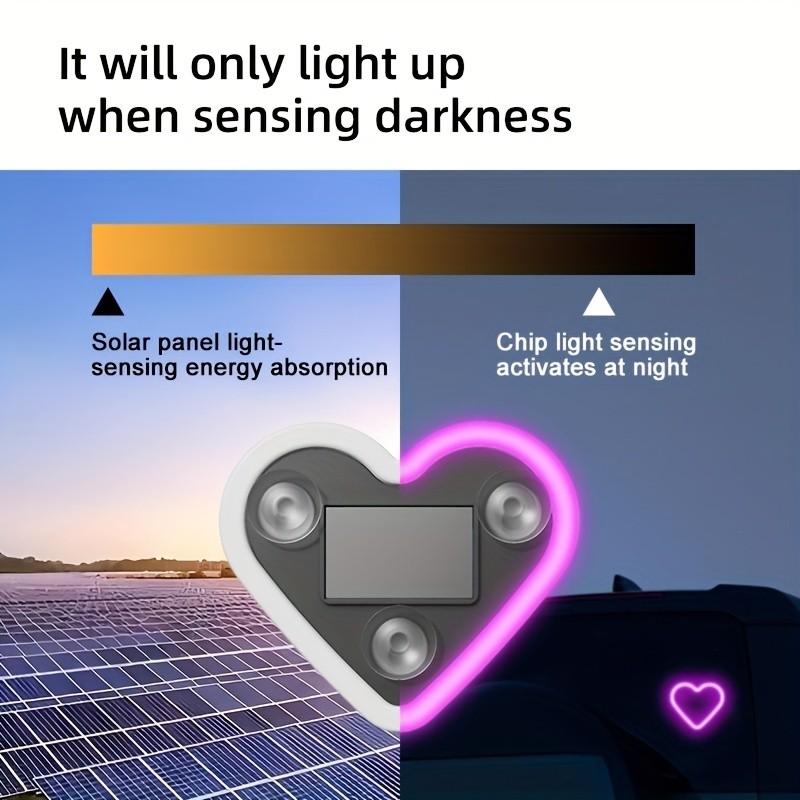 Solar Heart LED Car Light, Ice Blue Blue Colors, No Wiring Needed, Cute Car Decoration, Warm Home Atmosphere, Internal Use