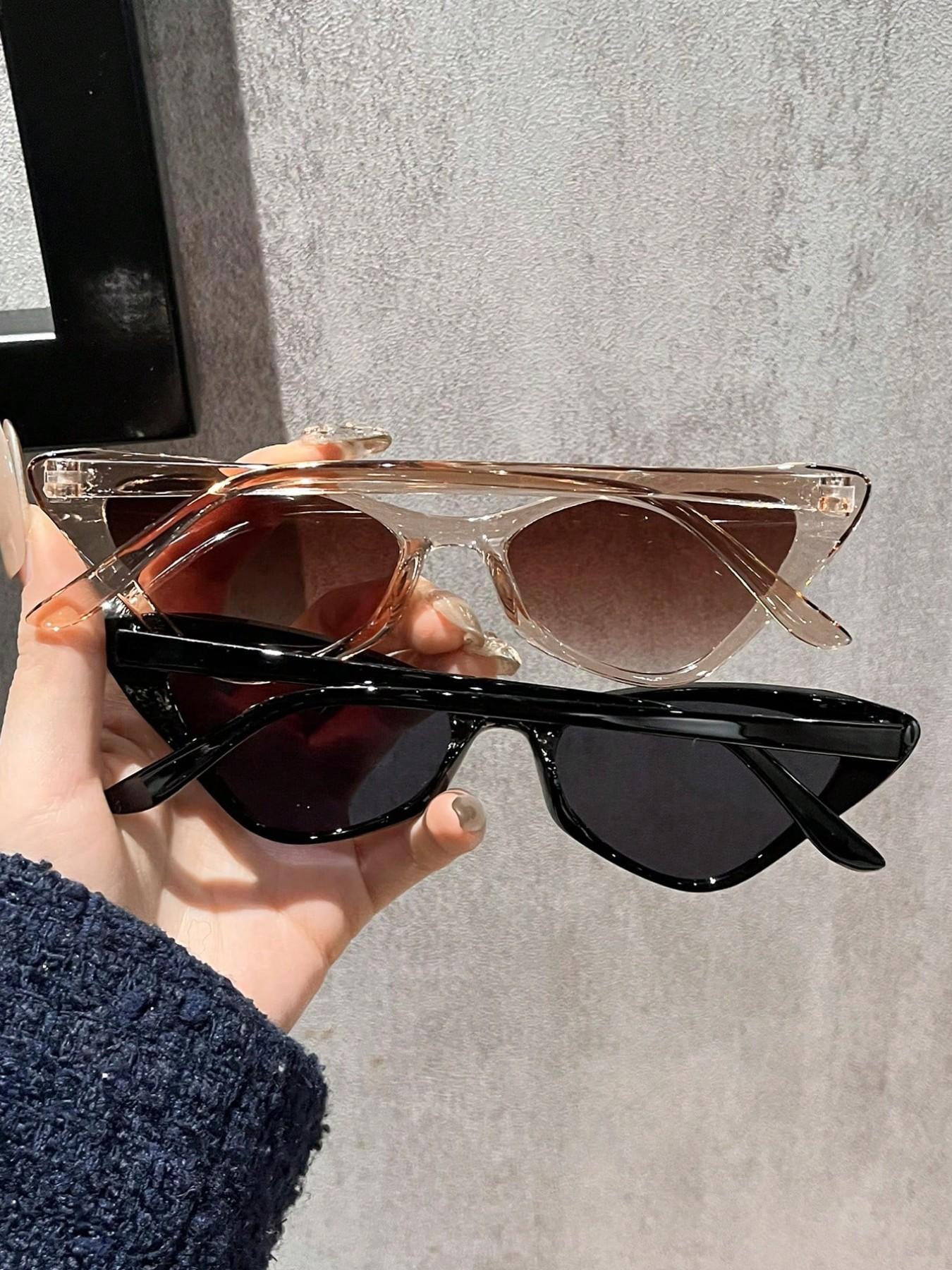 2 Pairs of Cat Eye Vintage Elegant Women's Trendy Styling Sunglasses, Perfect for Driving, Shopping, and Afternoon Tea Gatherings