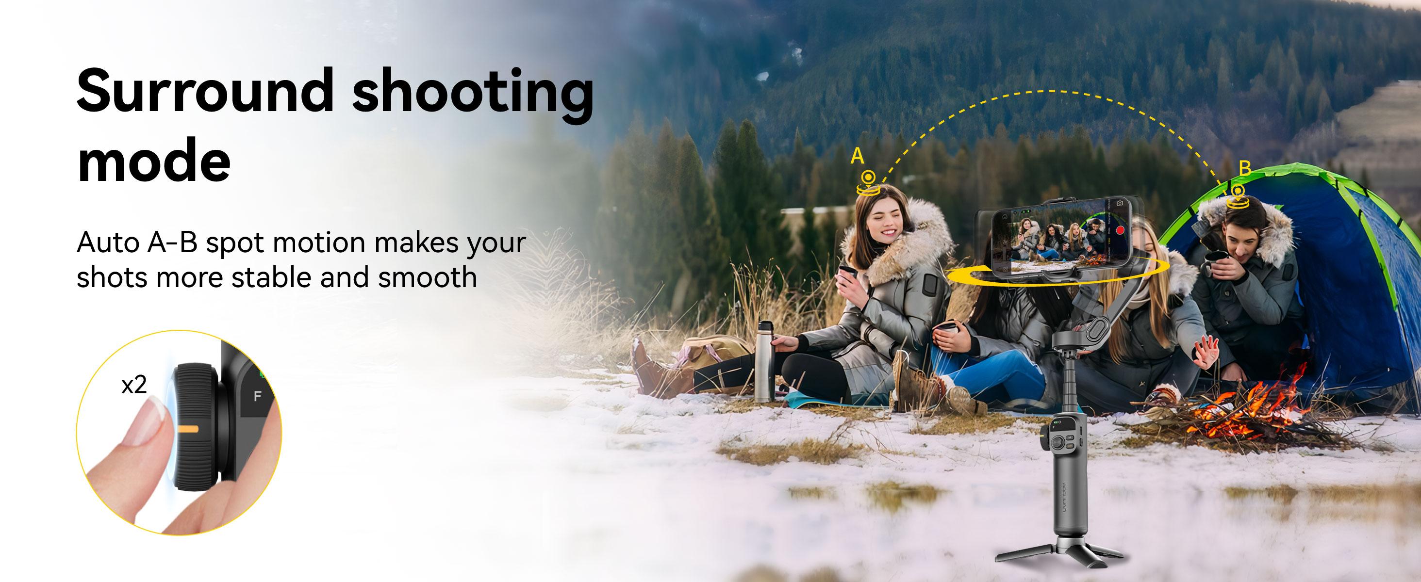 AOCHUAN Gimbal Stabilizer for iPhone, 3-Axis Smartphone Gimbal Built in 7.8' Extension Rod, Portable Gimbal Stabilizer w/OLED Display for iPhone/Android, Perfect for TikTok YouTube Vlogging-Smart X2 Black