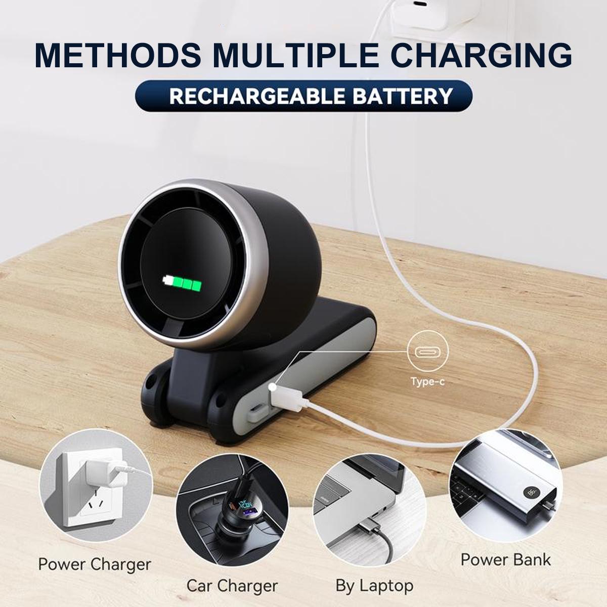 Portable Handheld Mini Turbo Fan USB Rechargeable Travel Neck Fan with 5 Speeds 3600mAh Battery & 15000 RPM Speed Up to 8 Working Hours 3 in 1 Foldable Personal Cooling Fan for Travel Home Black Pink