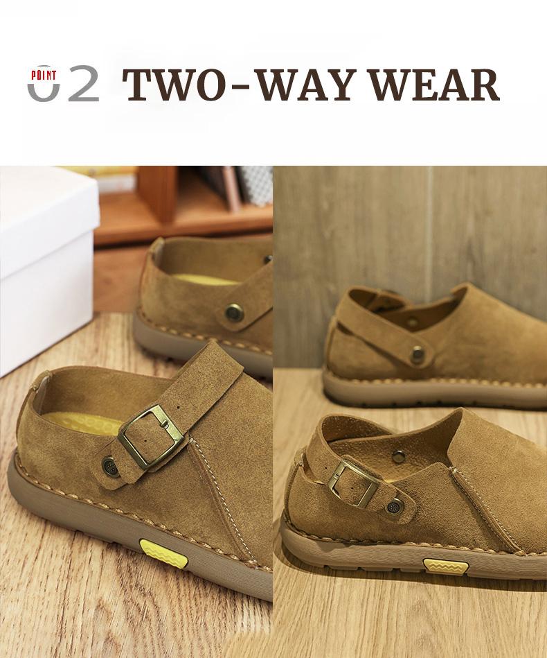 Men's Faux Suede Mules with Adjustable Buckle Strap, Comfortable Round Toe Mules, Slip-On Outdoor Casual Slingback Shoes,Comfortable Two-Way Slingback Office Shoes for Camping & Daily Wear,Big Size 10 11.5 11 12