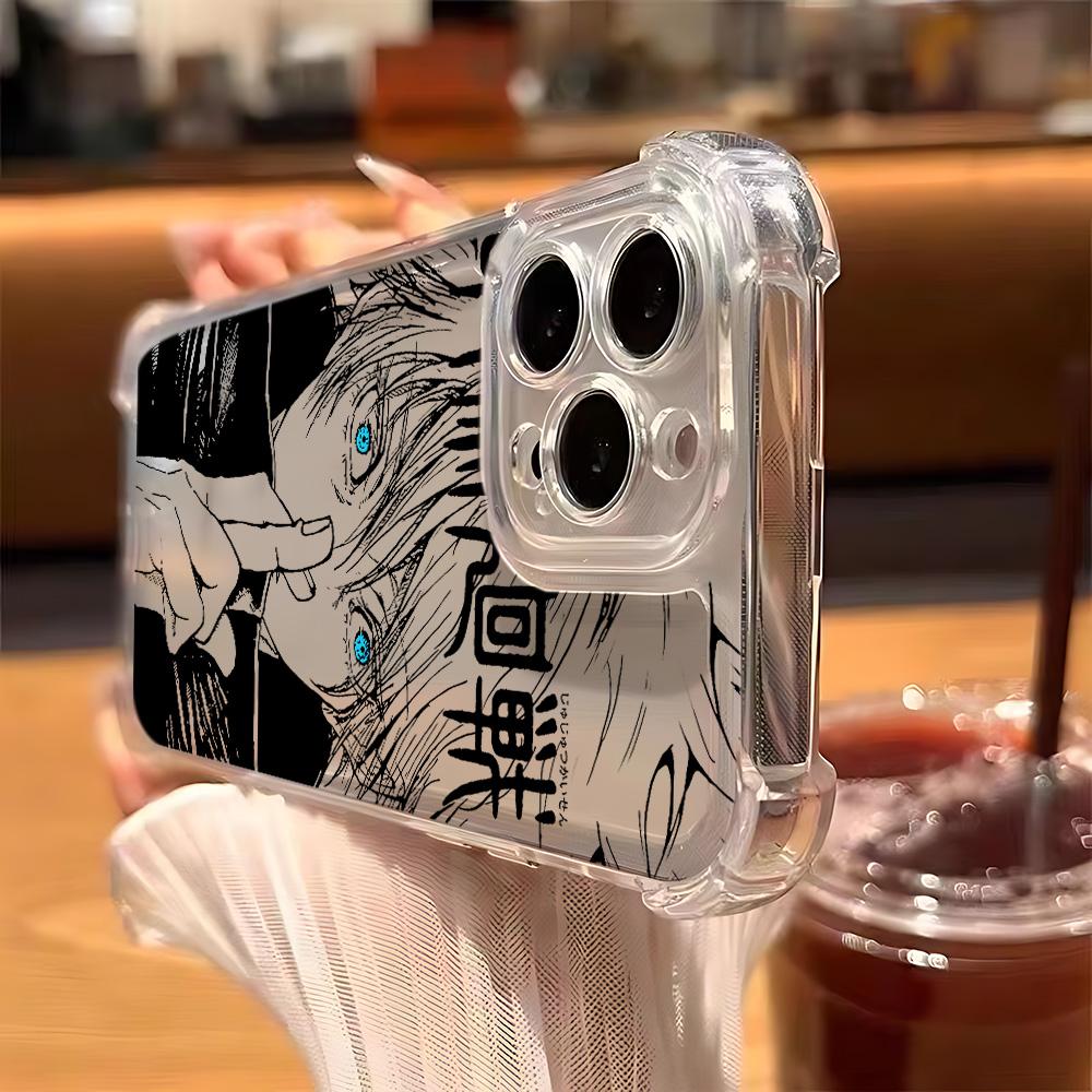 Anime Jujutsus Kaisens Gojo Protective Phone Case Suitable for iPhone 17 16e 16 15 14 13 12 11 Mini Pro Max Air X XR XSMAX 8 7 Plus Anti Fall Transparent Soft Back Cover