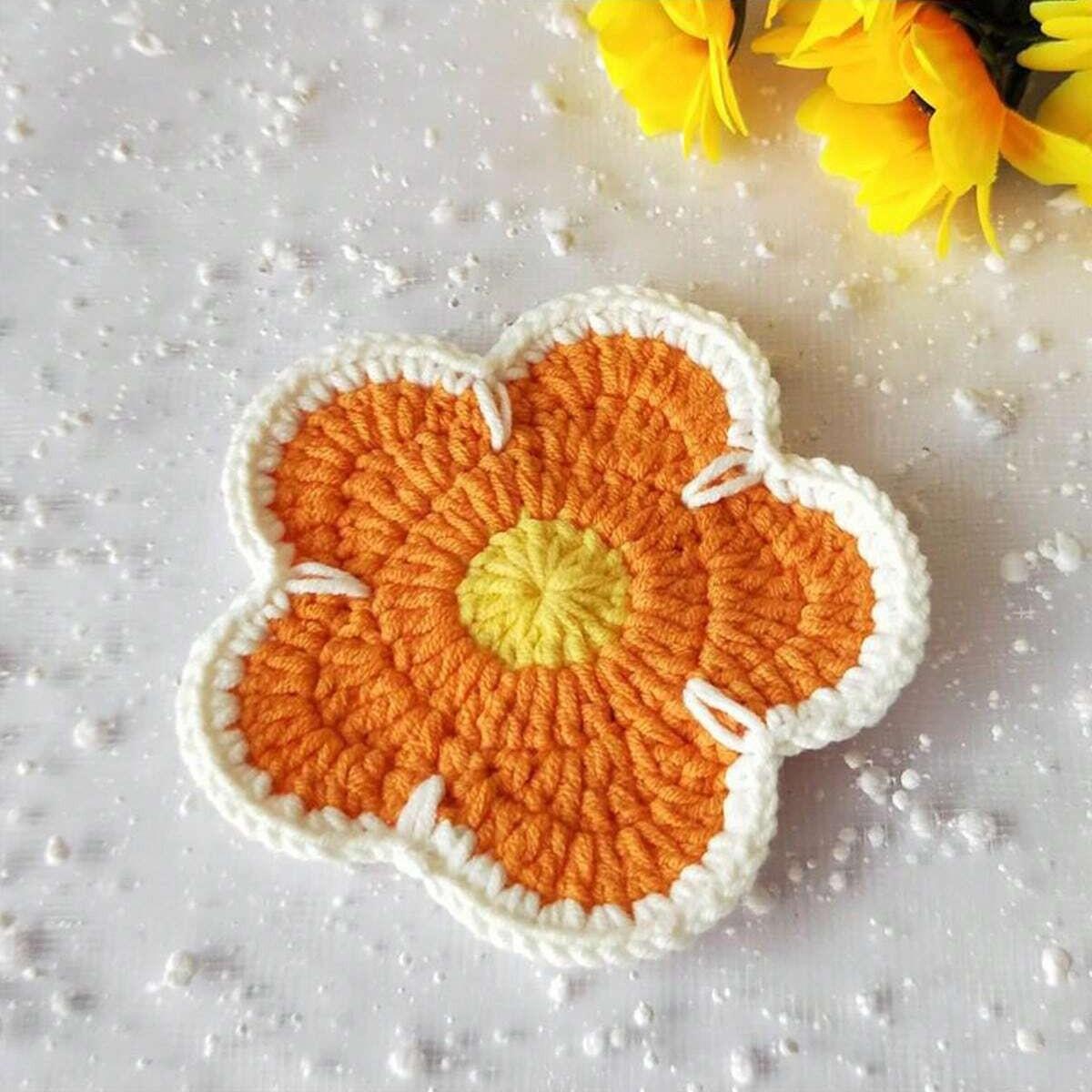 Vintage Floral Crochet Coasters, Heat Resistant Table Mats, Round Place Mats, Home Decor for Kitchen, Coffee Table, Restaurant, Bar