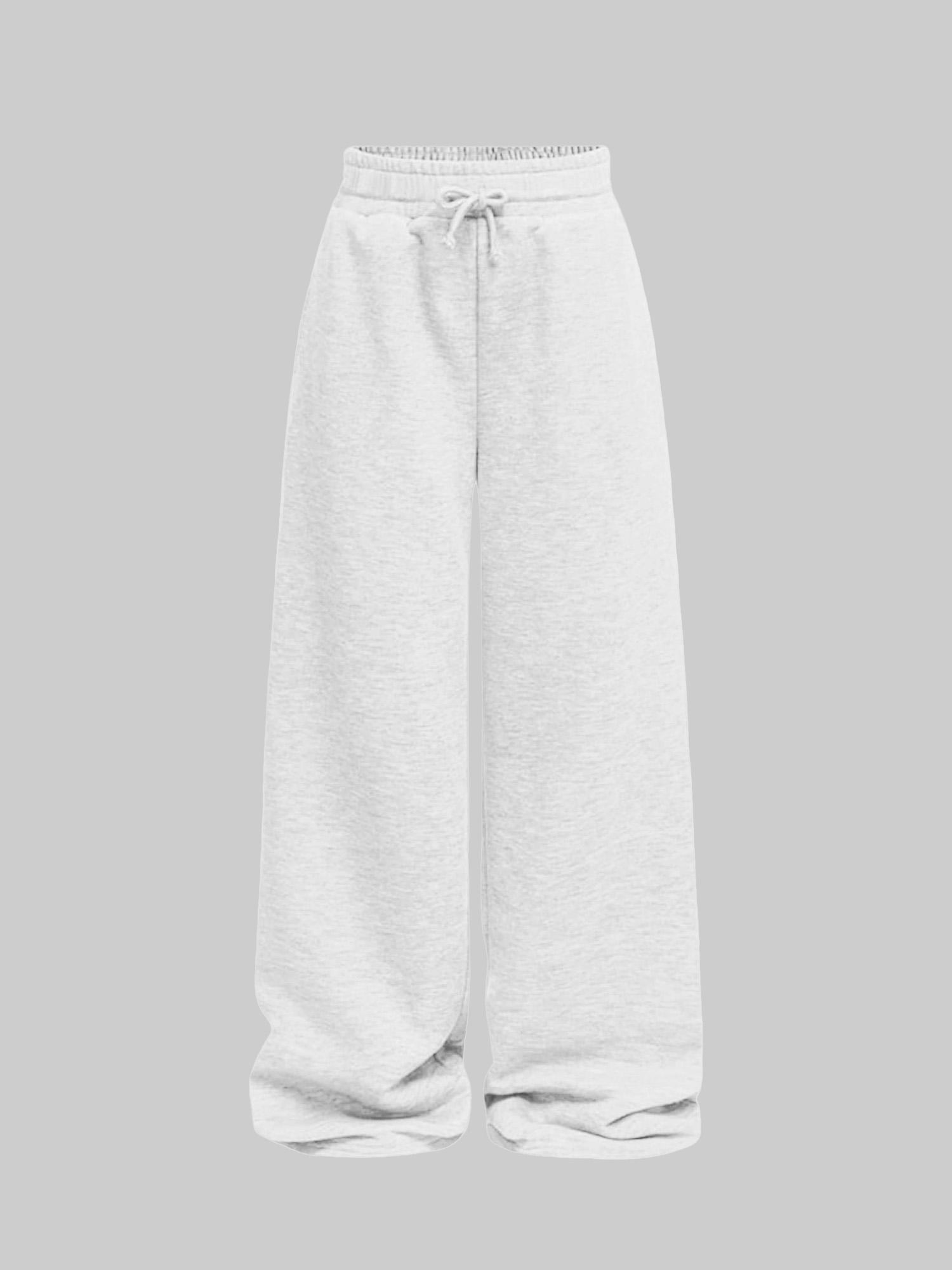 Women's Solid Color Wide Leg Sweatpants with Drawstring Waist, Breathable Outdoor Running Pants for All Seasons, Fitness and Commuting Wear