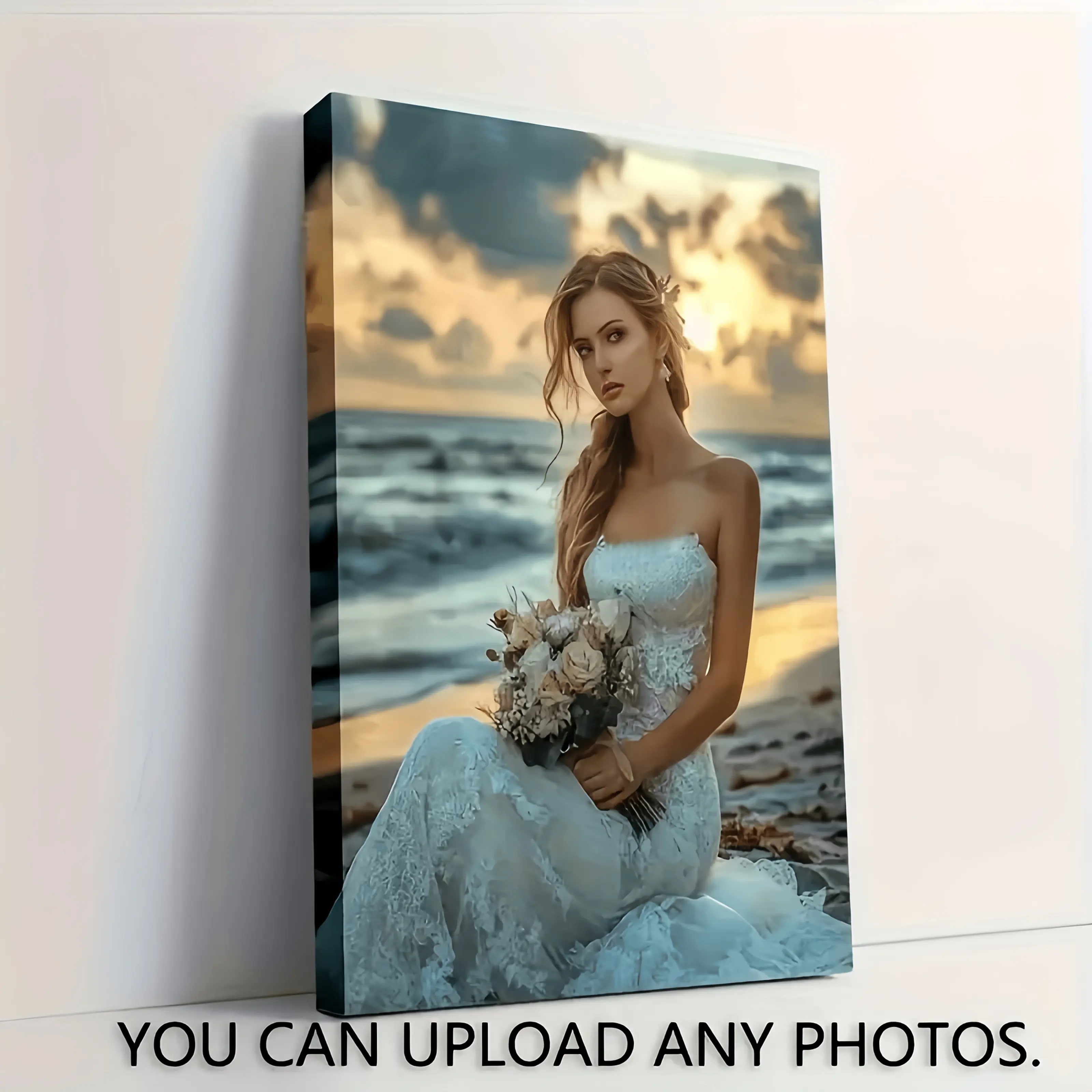 Personalized 2D Flat Photo Frame with Wrapped Canvas - Custom Picture Upload for Couples, Family, Pets Portraits, Wall Decor, Bedroom, Home, Wedding, Halloween Decorations