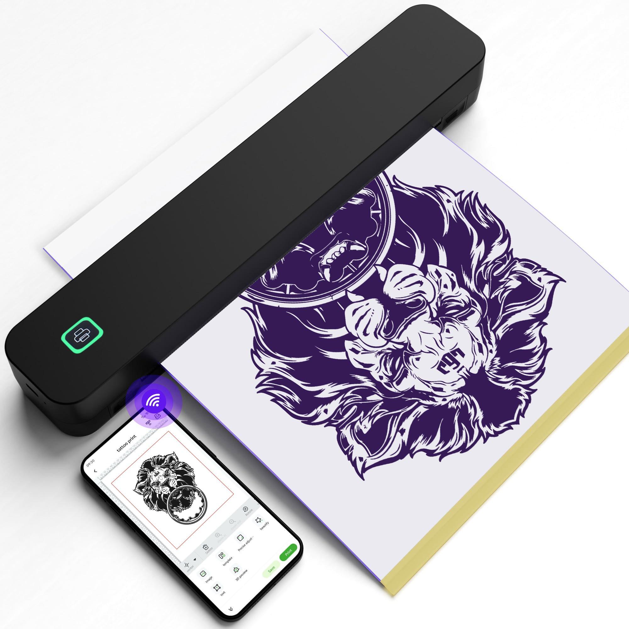 HZTZ Portable A4 Thermal Printer with Bluetooth-compatible Connectivity, Prints Photos & Pdf Documents, Supports Folded Roll Paper, Ideal for Office Home School Travel, Wireless Portable Printer