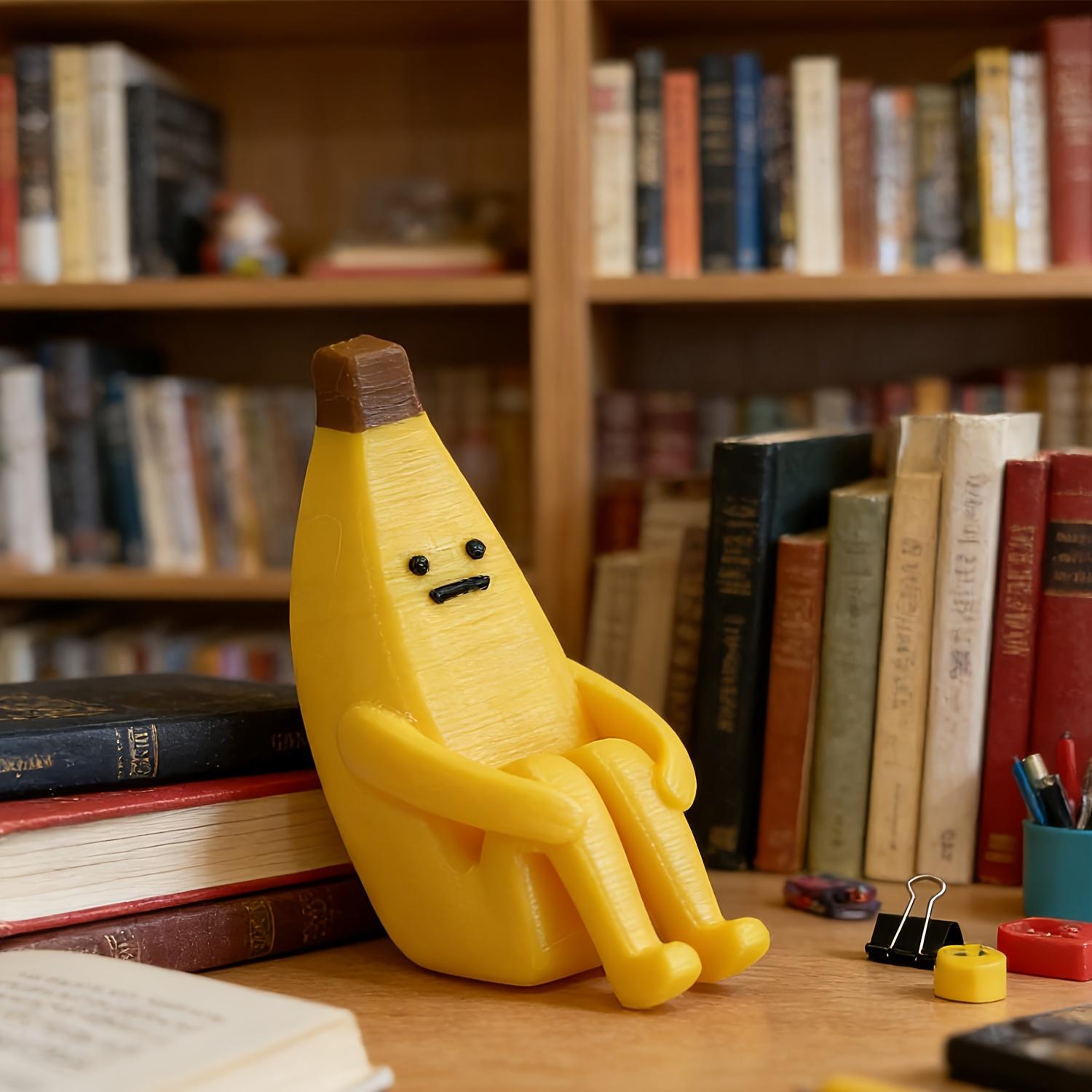 A 3D-printed "Anxious Banana" ornament, crafted from durable plastic—perfect for use as a home tabletop display, office decor, or a unique decorative accent.