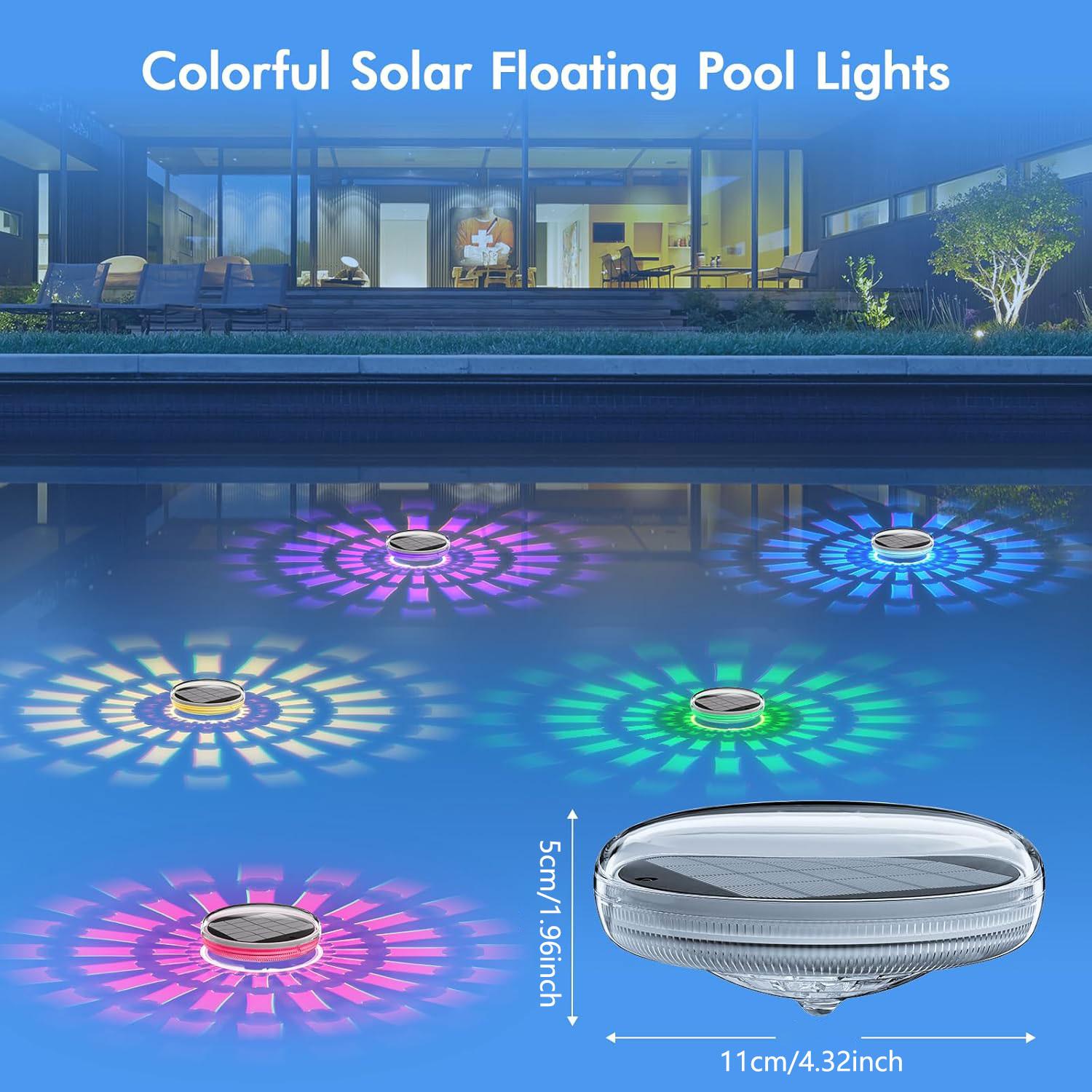 Solar Rechargeable Floating Pool Light with Remote, 9 LED Lighting Modes, Ipx7 Waterproof, Ideal for Indoor Pools and Spa Parties