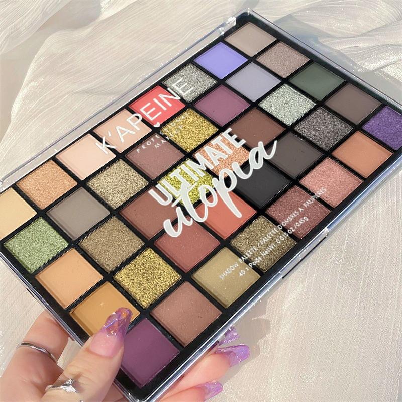 K'apeine 40 Color Eyeshadow Palette, Matte Shimmer Glitter All-In-One, Earthy Smoky Eye Makeup, Beginner-Friendly, Fine Powder, No Flyaway