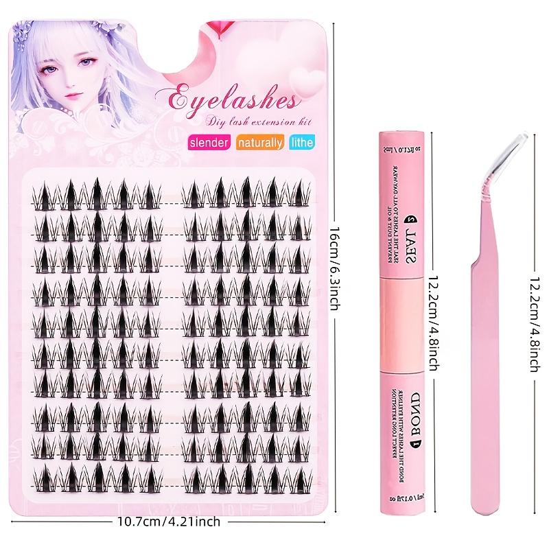 10 Rows Exquisite Black Anime Eyelash Kit - False Eyelashes with Adhesive and Sealer, Curler and Smear, Natural, Dynamic, Curling Design, Reusable for Beginners, DIY Length 10-13mm