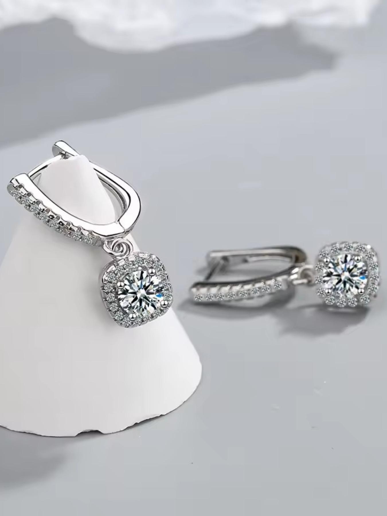 Elegant Fashion Luxe Square Zircon Earrings, Women's Stylish Accessories, Classic Full Diamond Earrings, Perfect Gift for Birthday, Mother's Day, Valentine's Day