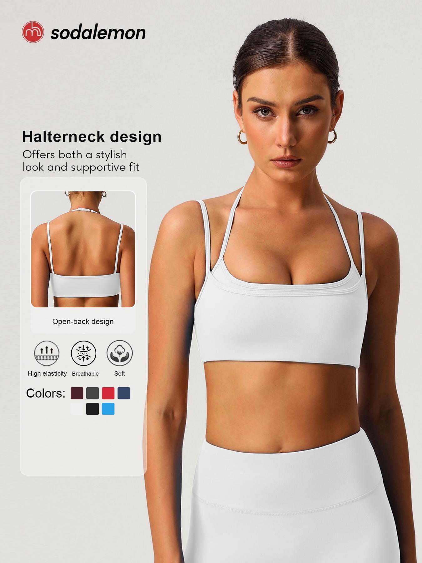 1 Piece Women's Fitness Bra, High-Elastic Thin-Strap Halter-Neck Sports Bra for Running and Yoga