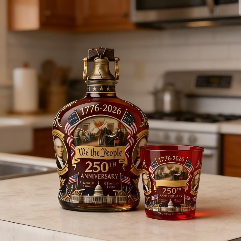 Viral 250th Usa Anniversary Decanter, Patriotic Bar Decor Must-Have, Limited Edition, 250 Years of America, We the People Design