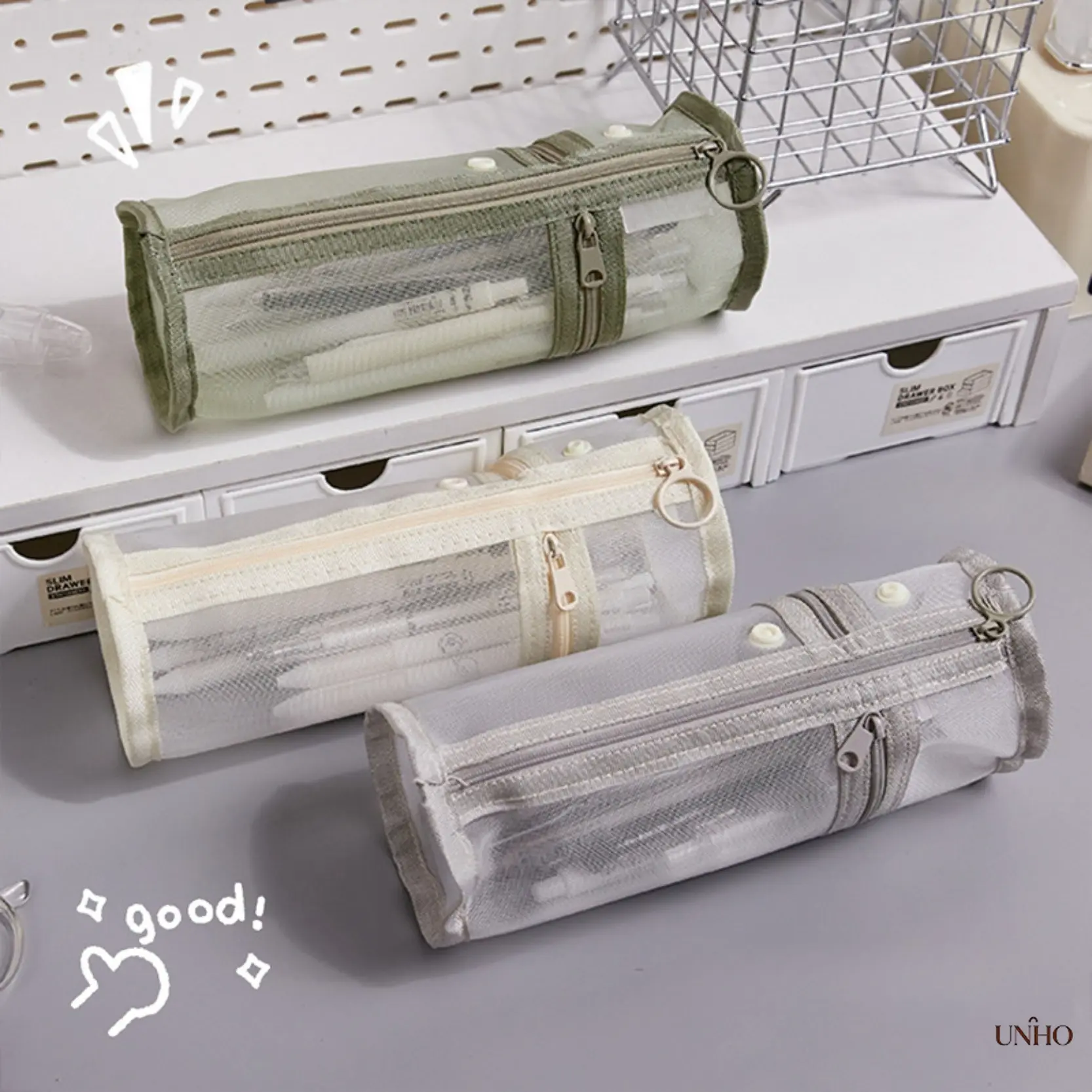 Mesh Dual-Purpose Pencil Bag, Transparent Large Capacity Stationery Pouch, Detachable Exam Room Pen Case, Portable Clear Organizer For Exams, Daily School Student Supplies