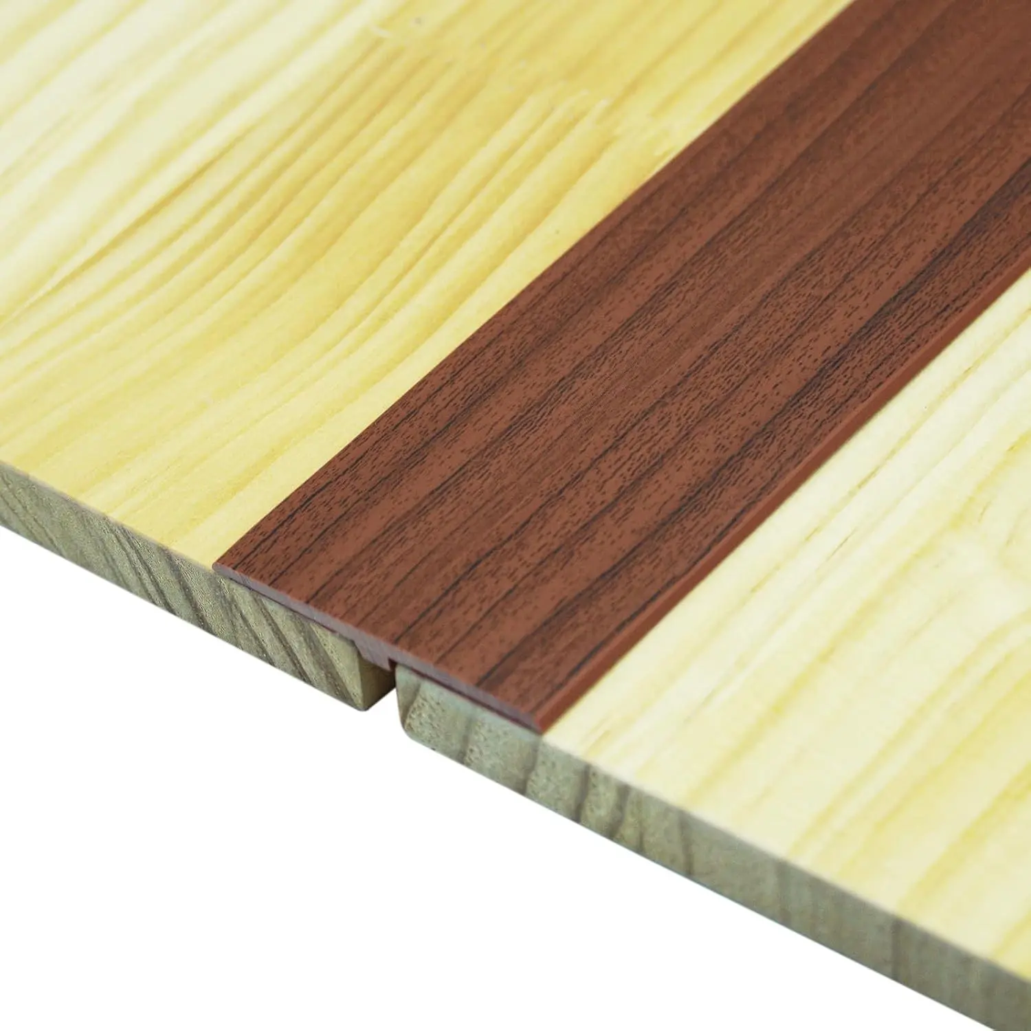 Self Adhesive Floor Transition Strip T Molding 10 ft x 1.97 inch for Wood Tile Doorways Easy Install Gap Cover PVC Threshold Strip, Walnut