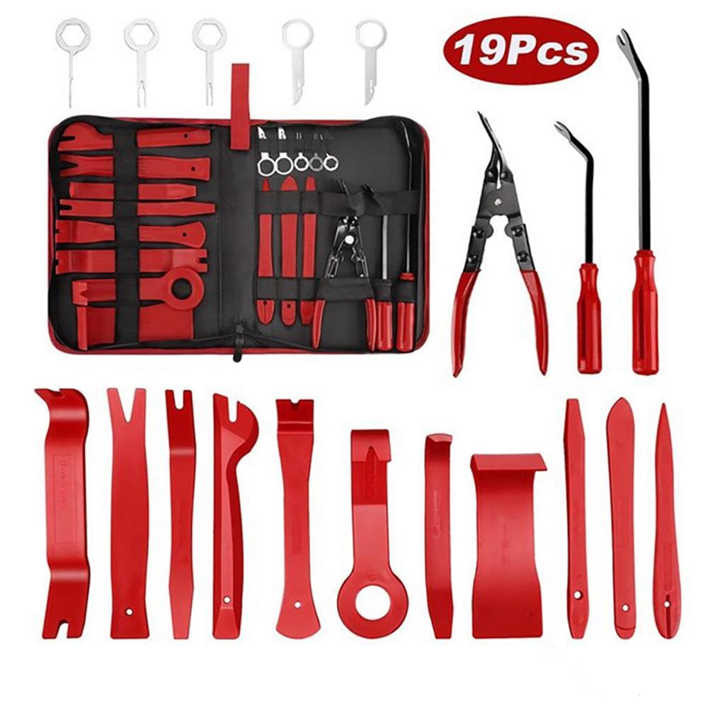 Car panel disassembly tool set of 19 pieces, automatic clamp disassembly tool set, pry bar repair kit, audio interior plastic shell buckle driving recorder quick release buckle car tool, Car Repair Tools