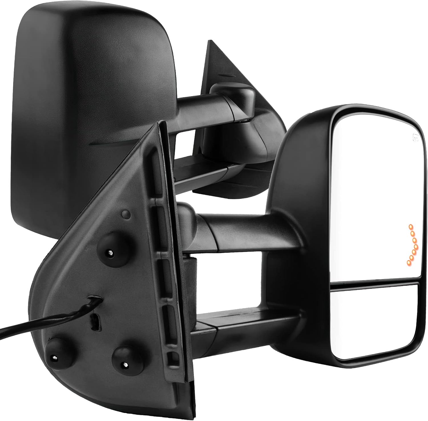 OEDRO Towing Mirrors Compatible with 2007-2013 Chevy Silverado 2500HD/3500HD, GMC Sierra, Suburban 1500/2500, Tahoe, Tow Mirrors with Power Heated LED Turn Signal Telescoping