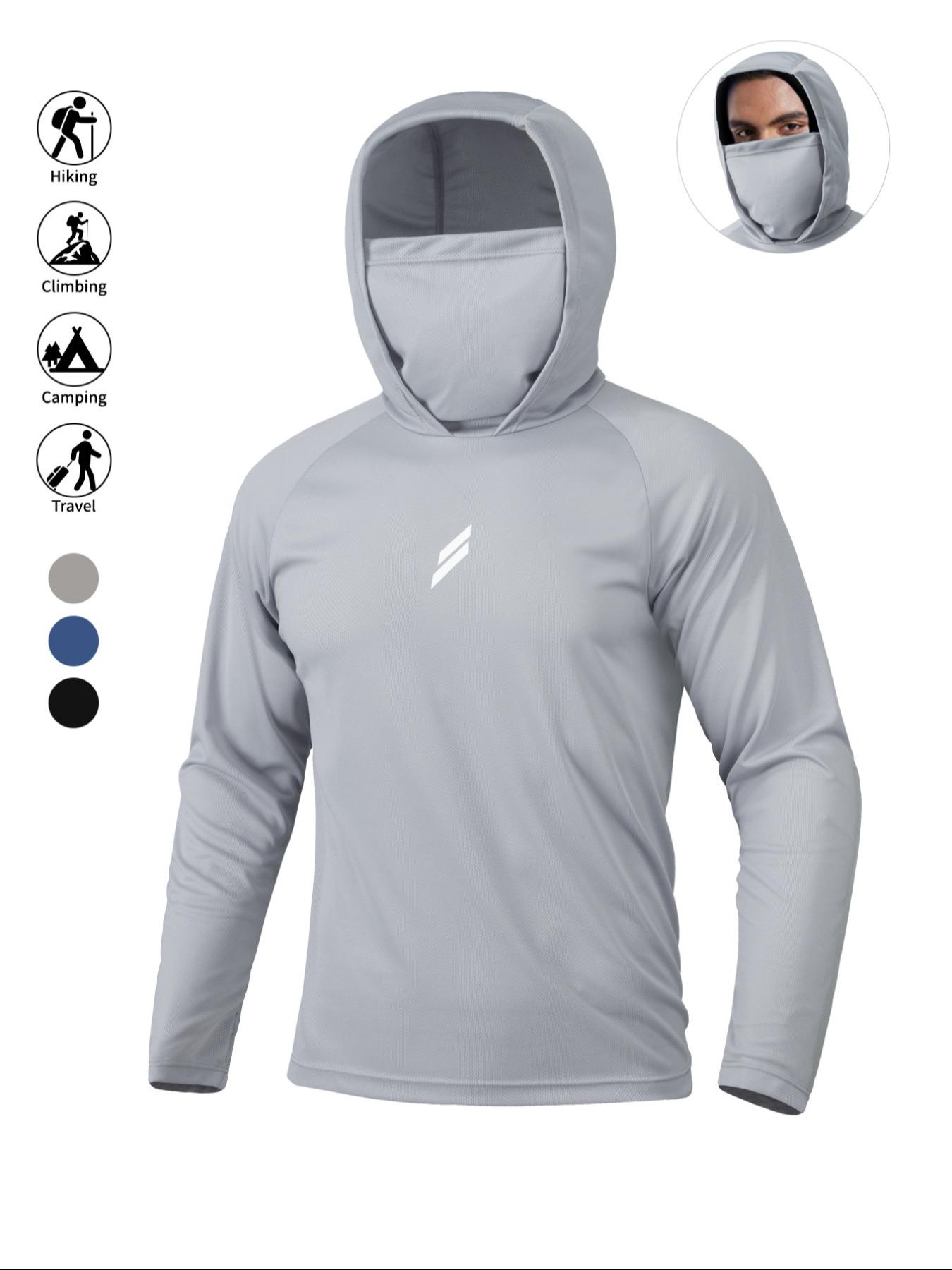Men's Sun Protection Hoodie Set,FishingHoodiewithMask,Casual Breathable Fishing Jacket,Quick Dry Sportswear with Face Cover, SunProtectionFishingGear,Outdoor Adventure Clothing