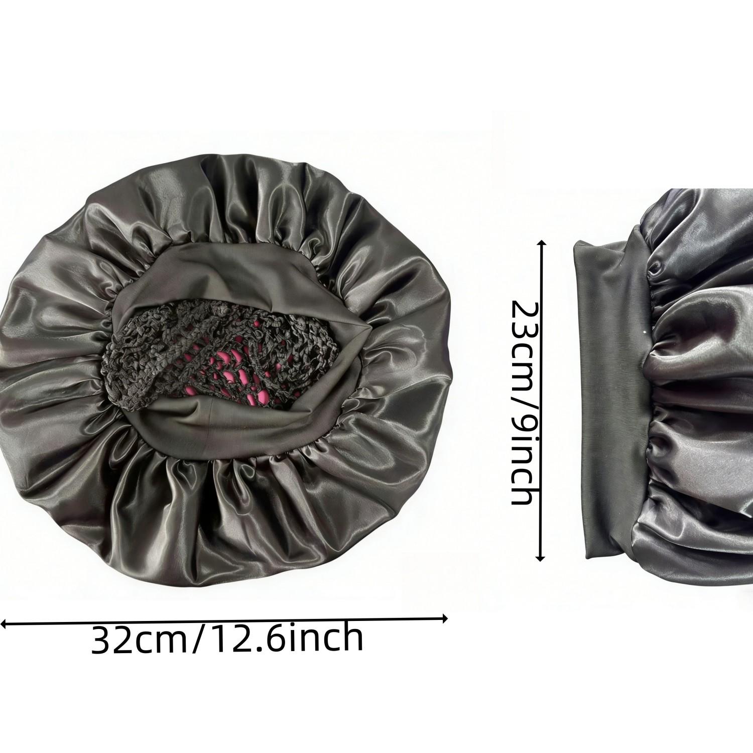 2-In-1 Satin Bonnet with Hairnet, Adjustable Wrap Cap for Curly/long Hair, Reversible Shower Cap, Reduces Frizz & Split Ends, Travel Friendly