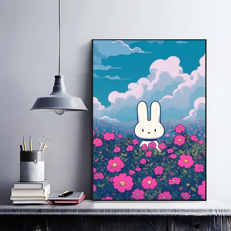 Cute Cartoon M-miffyS Poster HD self-adhesive fade-proof waterproof wrinkle-resistant poster stickers suitable for living room bedroom dormitory cafe bar background decoration wallpaper and gifts