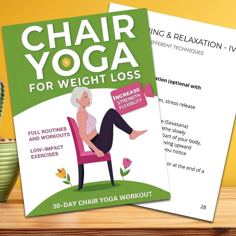 Basic Yoga Tutorial Book, Shaping Fat Burning, Best Choice for Yoga Beginners, Detailed Text Instructions, Easy Understanding, Chair Yoga, No Pen Included